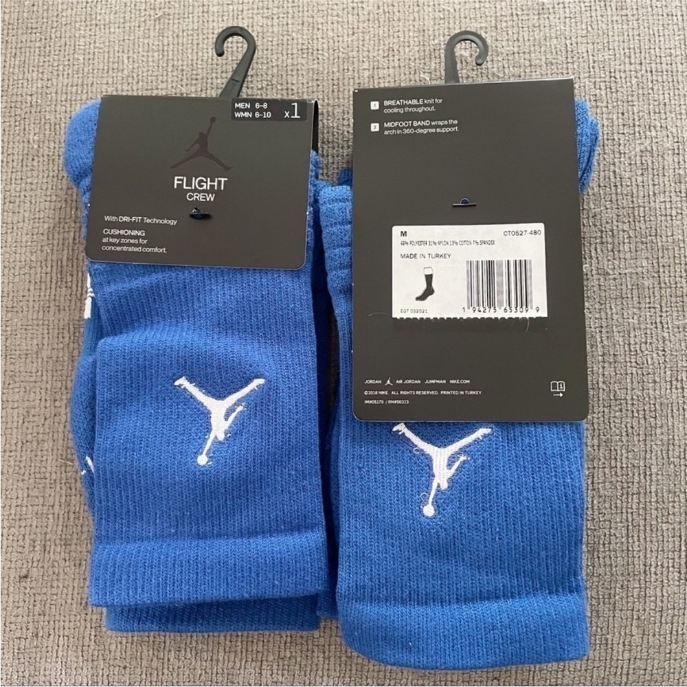 NWT Nike Jordan Jumpman Flight Basketball Crew Socks Blue Mens 6-8 Medium
